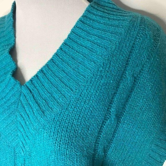 Rainbow Ridge Womens Sweater Vest M Blue/Green Short Sleeve V-Neck Ribbed Knit - Picture 8 of 8